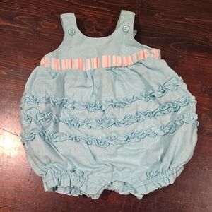 Janie and Jack Blue Ruffle Bubble Romper PREEMIE